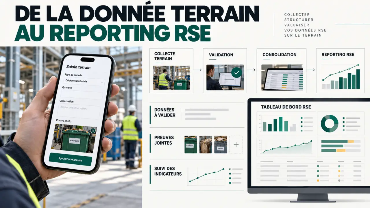Logiciel RSE mobile reliant collecte terrain, validation des preuves et reporting