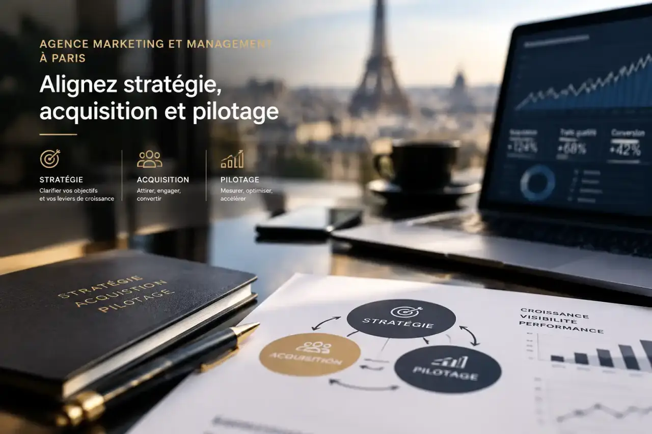 Agence marketing et management à Paris : alignez stratégie, acquisition et pilotage